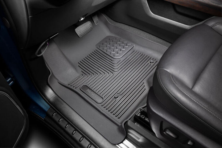 Husky Liners 19-23 Chevrolet Silverado 1500 Crew Cab WeatherBeater Blk Front & 2nd Seat Floor Liners - Bull Strap