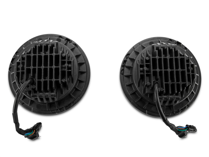 Raxiom 97-18 Jeep Wrangler TJ/JK Axial Halo Headlights w/ DRL Amber Signals- Blk Hsng (Clear Lens) - Bull Strap