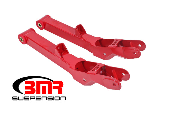 BMR 10-15 5th Gen Camaro Non-Adj. Rear Lower Control Arms (Polyurethane) - Red - Bull Strap
