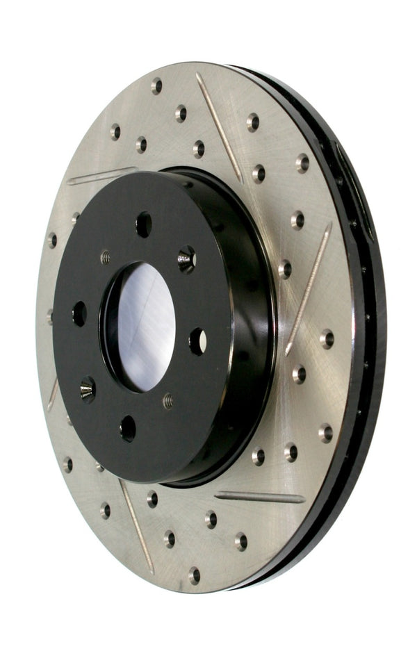 StopTech 15-19 Subaru WRX (Excl. Eyesight Technology) Rear Left Sport Drilled & Slotted Rotor - Bull Strap
