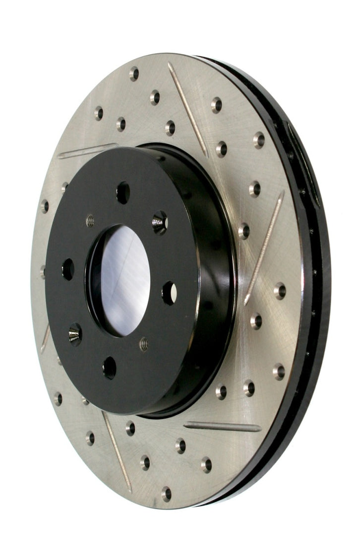 StopTech 15-19 Subaru WRX (Excl. Eyesight Technology) Rear Left Sport Drilled & Slotted Rotor - Bull Strap