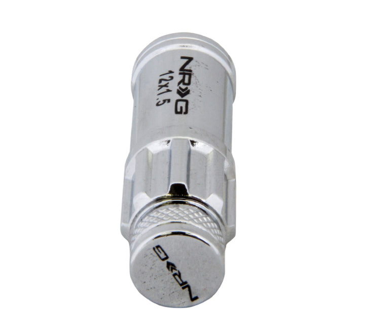 NRG 700 Series M12 X 1.5 Steel Lug Nut w/Dust Cap Cover Set 21 Pc w/Locks & Lock Socket - Silver - Bull Strap