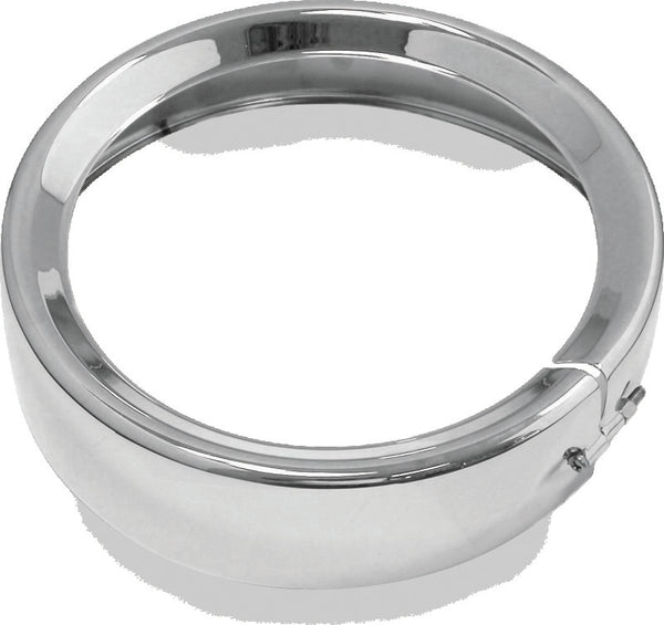 Bikers Choice FLH FLT FLHR FLD Black 7 Inch Chrome Headlight Trim Ring - Bull Strap