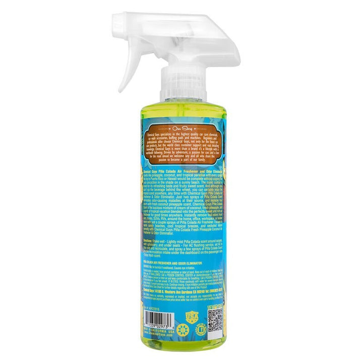 Chemical Guys Pina Colada Air Freshener & Odor Eliminator - 16oz - Bull Strap