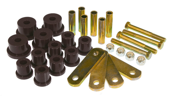 Prothane 64-73 Ford Mustang Rear Spring Bushings w/ HD Shackle Kit - Black - Bull Strap