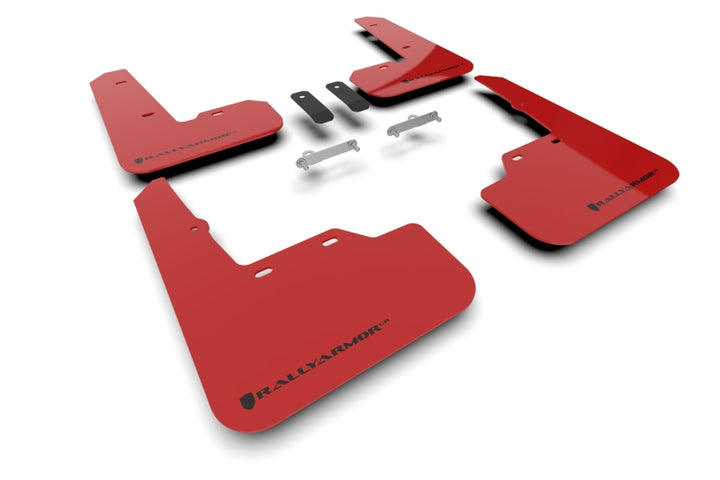 Rally Armor 22-25 Subaru WRX Red UR Mud Flap w/Black Logo - Bull Strap