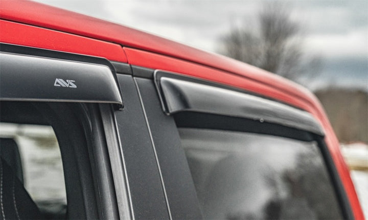 AVS 02-06 Cadillac Escalade EXT Ventvisor Outside Mount Window Deflectors 4pc - Smoke - Bull Strap