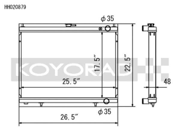 Koyo 1998-Aug 2000 Nissan Skyline GT-R R34 2.6L Turbo Radiator - Bull Strap