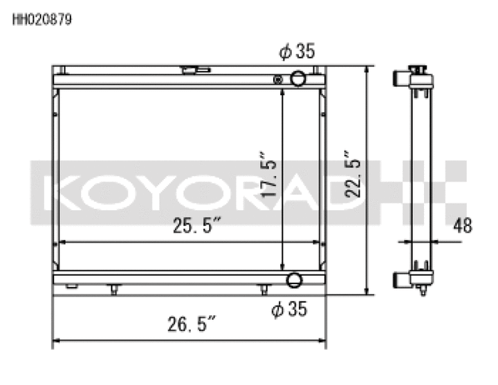 Koyo 1998-Aug 2000 Nissan Skyline GT-R R34 2.6L Turbo Radiator - Bull Strap
