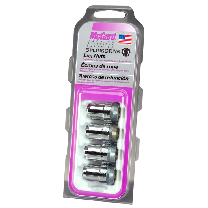 McGard SplineDrive Lug Nut (Cone Seat) M12X1.5 / 1.24in. Length (4-Pack) - Chrome (Req. Tool) - Bull Strap