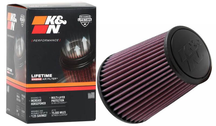 K&N Universal Tapered Filter 3.125in Flange ID x 5in Base OD x 3.5in Top OD x 6in Height - Bull Strap