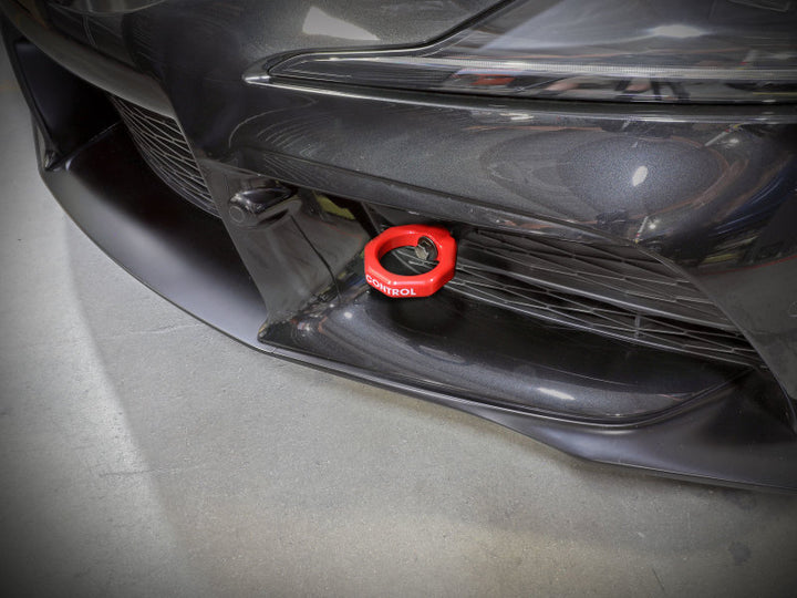 aFe Control Front Tow Hook Red 20-21 Toyota GR Supra (A90) - Bull Strap