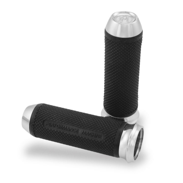 Performance Machine Handle Grip Set - Elite TBW - Chrome - Bull Strap