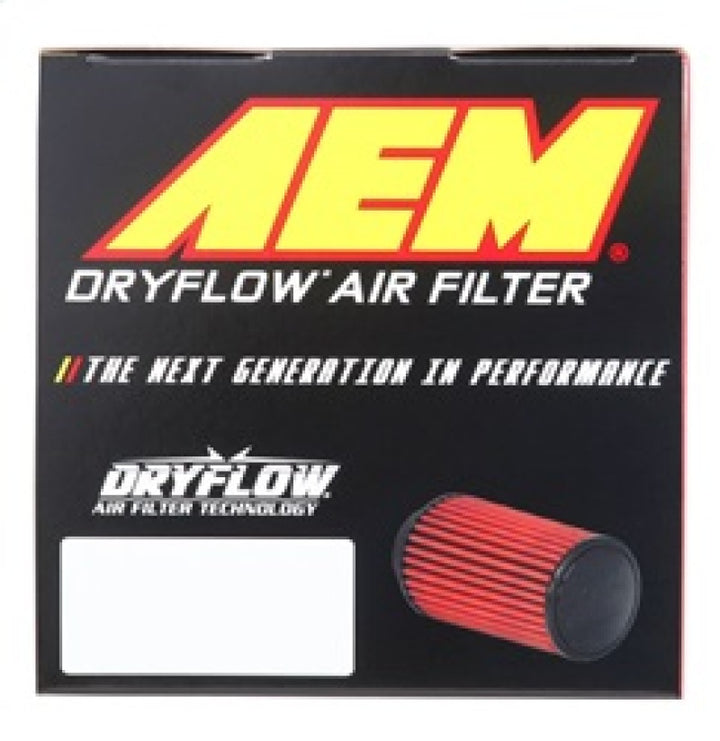 AEM Dryflow Air Filter - Round Tapered 6in Base OD x 5in Top OD x 5.5in H x 2.5in Flange ID - Bull Strap