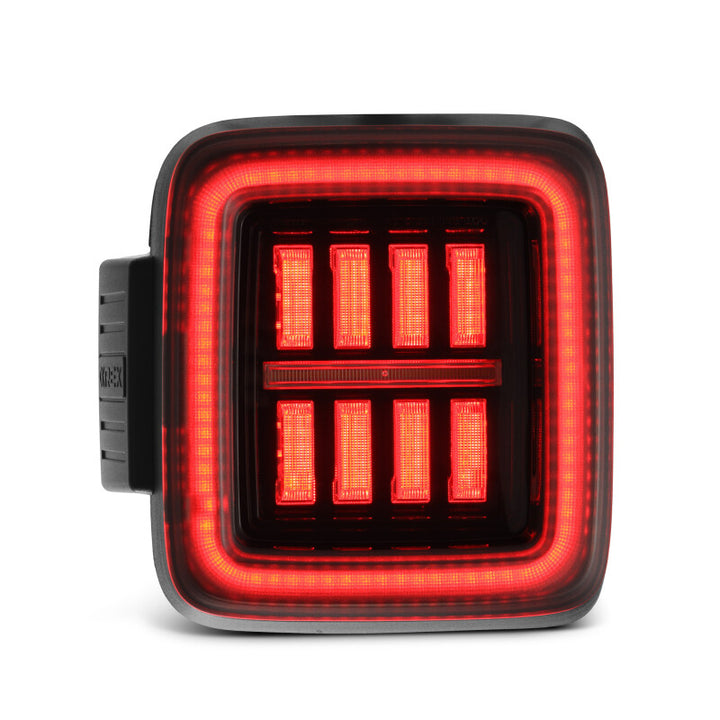 AlphaRex 18-23 Jeep Wrangler JL NOVA Prismatic LED Taillights Alpha-Black - Bull Strap