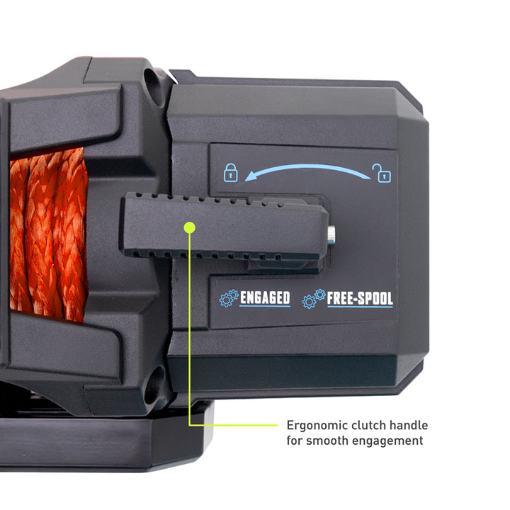 Borne Off-Road 10K Winch - Orange Synthetic Rope - Bull Strap