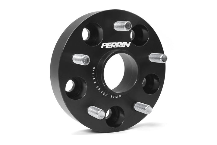 PERRIN Subaru 30mm Wheel Spacers 5x114.3 BP w/56mm Hub - Black - Bull Strap