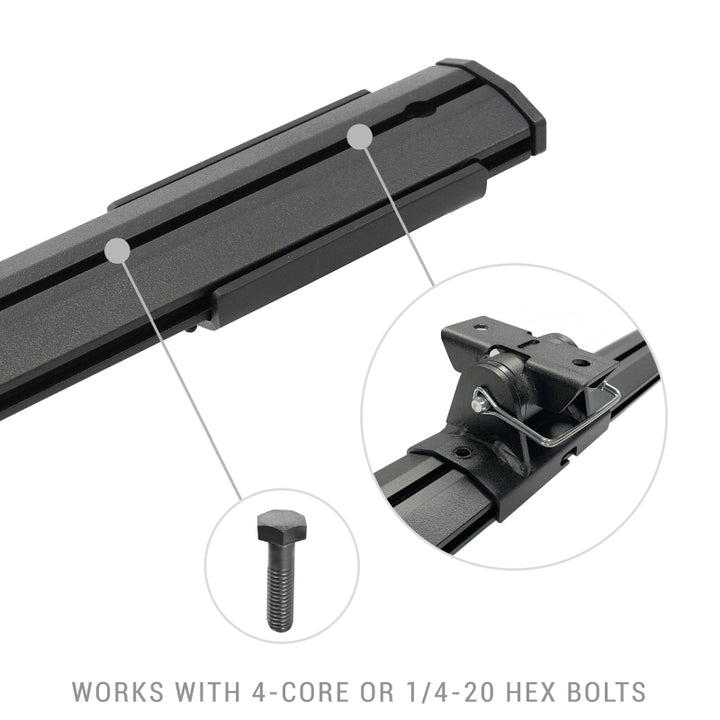 Go Rhino 15-22 Ford F-150 / 07-21 Toy. Tundra XRS Cross Bars Kit - Tex Blk (Attch Tonneau Cvr T-Trk) - Bull Strap