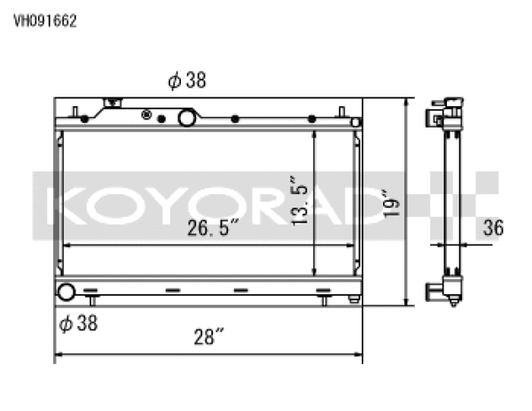 Koyo 08-15 Subaru WRX / STI 05-09 Subaru Legacy GT 2.5L (MT / w/ Filler Neck) Radiator - Bull Strap