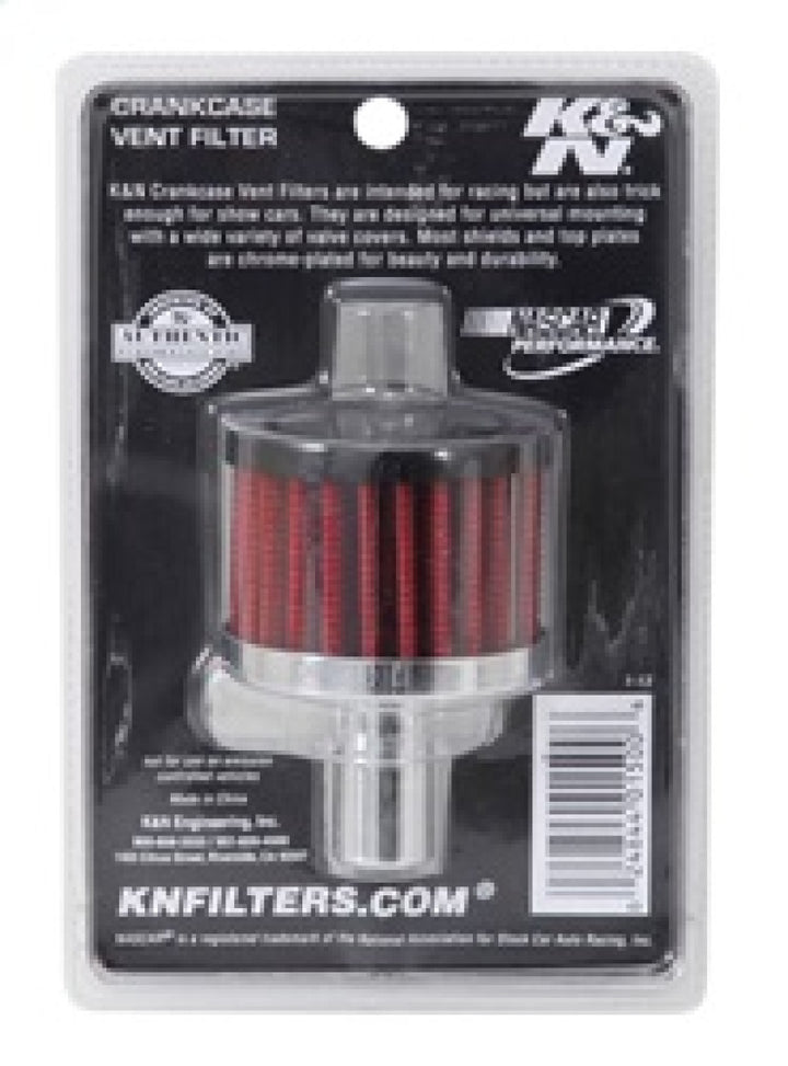 K&N Steel Base Crankcase Vent Filter .625in Vent OD x 2in OD x 1.5in Height - Bull Strap
