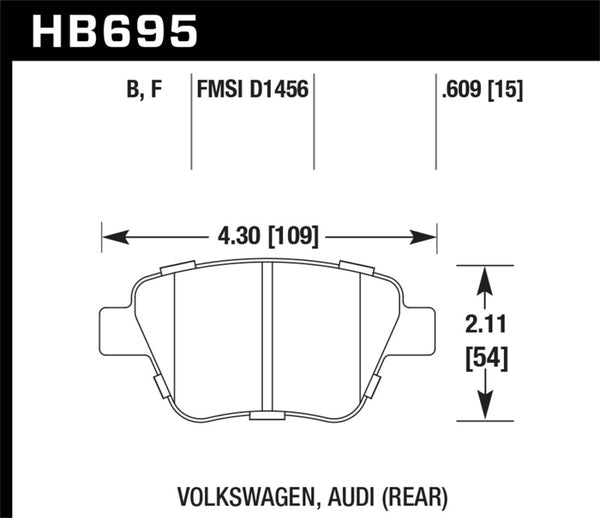 Hawk 2011-2013 Audi A3 Except TDI HPS 5.0 Rear Brake Pads - Bull Strap