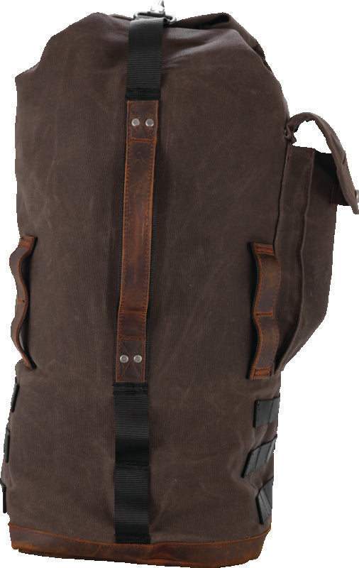 Burly Brand Voyager Sissy Bar Backpack - Dark Oak - Bull Strap