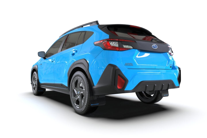 Rally Armor 24-25 Subaru Crosstrek Black UR Mud Flap White Logo - Bull Strap