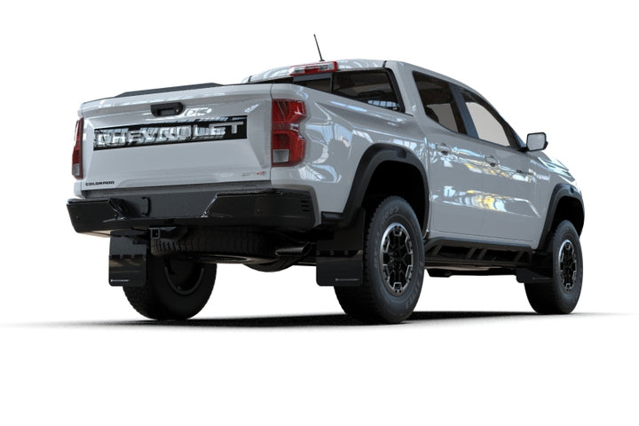 Rally Armor 23-25 Chevy Colorado ZR2 Black Mud Flap - White Logo - Bull Strap
