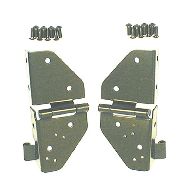 Rugged Ridge 76-86 Jeep CJ / 87-95 Jeep Wrangler YJ Black Windshield Hinges - Bull Strap