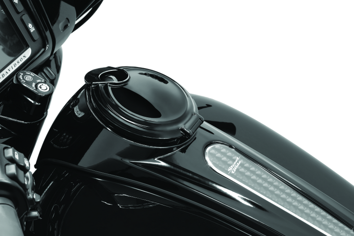 Kuryakyn Easy Fill Fuel Door Black - Bull Strap