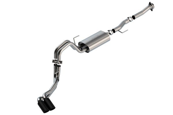 Borla F-150 2021 5.0L 2dr RC SB (122.8 WB) XL/XLT 3/2.25 DSE Cat-Back S-Type Black Chrome Tips - Bull Strap