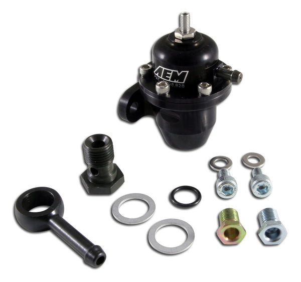 AEM 86-93 Acura / 95-98 TL / 88-91 Civic/CRX / 92-01 Prelude Black Adjustable Fuel Pressure Regulato - Bull Strap