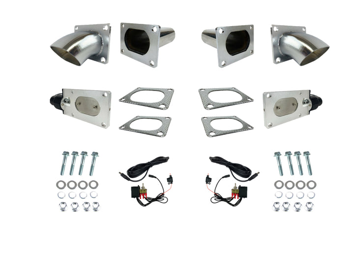 Granatelli 3.0in Oval Stainless Steel Electronic Dual Exhaust Cutout - Bull Strap
