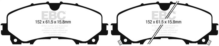 EBC 13+ Infiniti Q50 3.7 Redstuff Front Brake Pads - Bull Strap