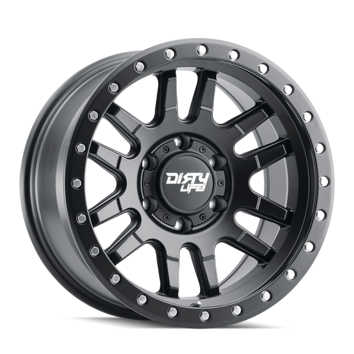 Dirty Life 9309 Canyon Pro 17x9/5x127 BP/-12mm Offset/71.5mm Hub Matte Black Wheel - Beadlock - Bull Strap