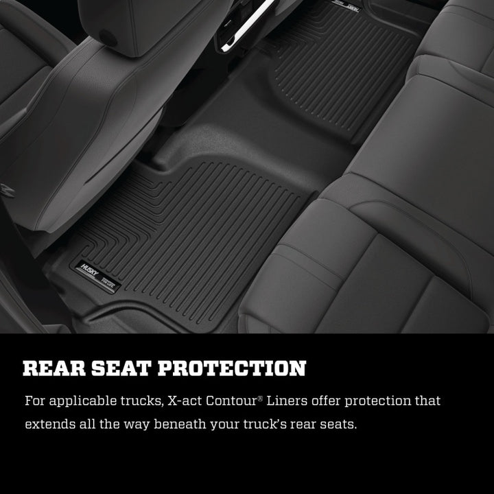 Husky Liners 19-21 Silverado/Sierra 1500/2500/3500 Double Cab X-ACT 2nd Seat Floor Liner - BLK - Bull Strap