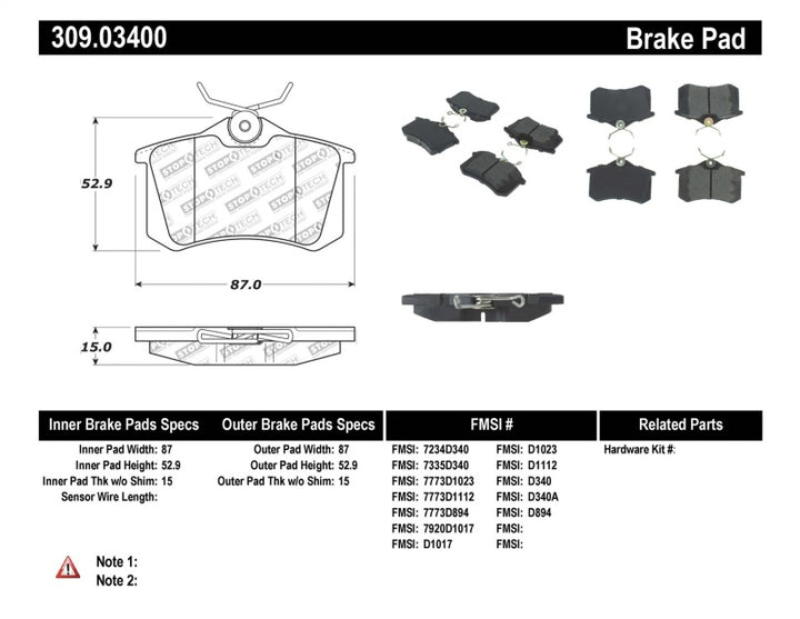 StopTech 02-08 Audi A4 Quattro / 2/99-02 Audi S4 / 93-10 VW Golf GL/GLS Performance Rear Brake Pads - Bull Strap
