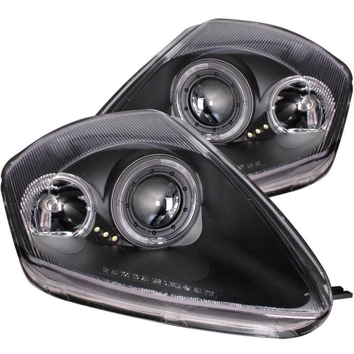 ANZO 2000-2005 Mitsubishi Eclipse Projector Headlights w/ Halo Black - Bull Strap