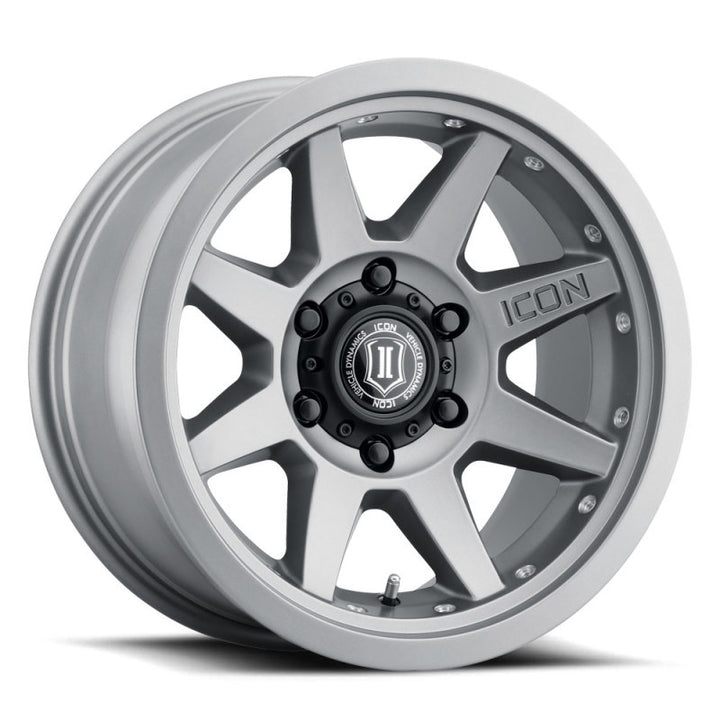 ICON Rebound Pro 17x8.5 6x5.5 0mm Offset 4.75in BS 106.1mm Bore Titanium Wheel - Bull Strap