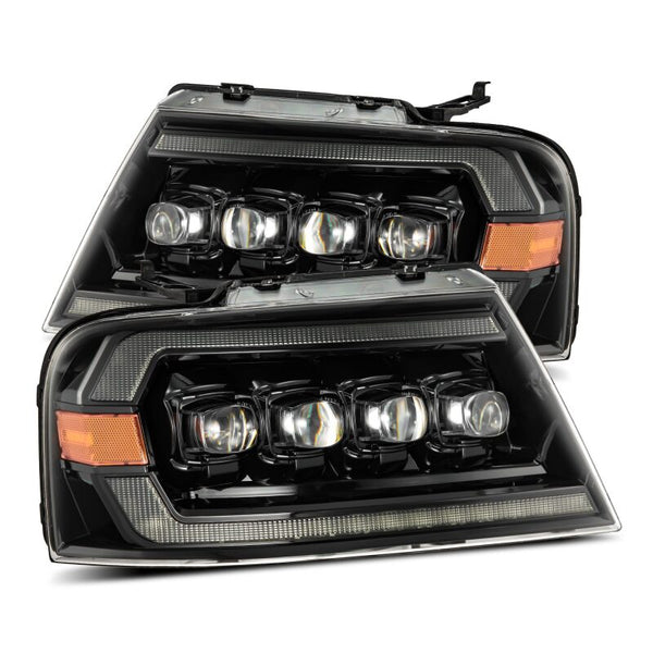 AlphaRex 04-08 Ford F-150 (No 2004 Heritage) NOVA-Series LED Proj HL Chrome w/Actv Light / Seq. Sig - Bull Strap
