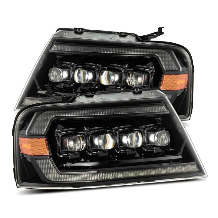 AlphaRex 04-08 Ford F-150 (No 2004 Heritage) NOVA-Series LED Proj HL Chrome w/Actv Light / Seq. Sig - Bull Strap
