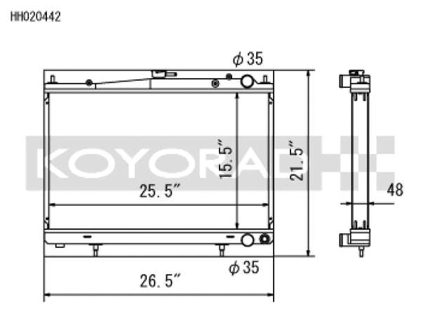 Koyo 94-98 Nissan Skyline GT-R/GT-S 2.6L Turbo Radiator - Bull Strap