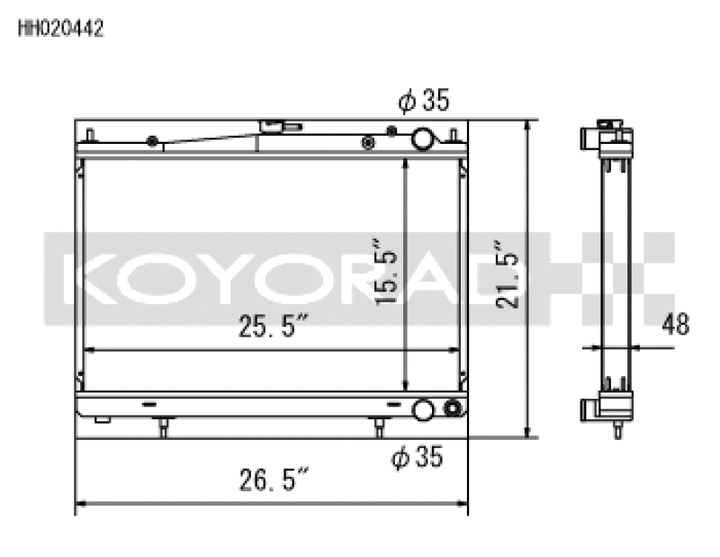 Koyo 94-98 Nissan Skyline GT-R/GT-S 2.6L Turbo Radiator - Bull Strap
