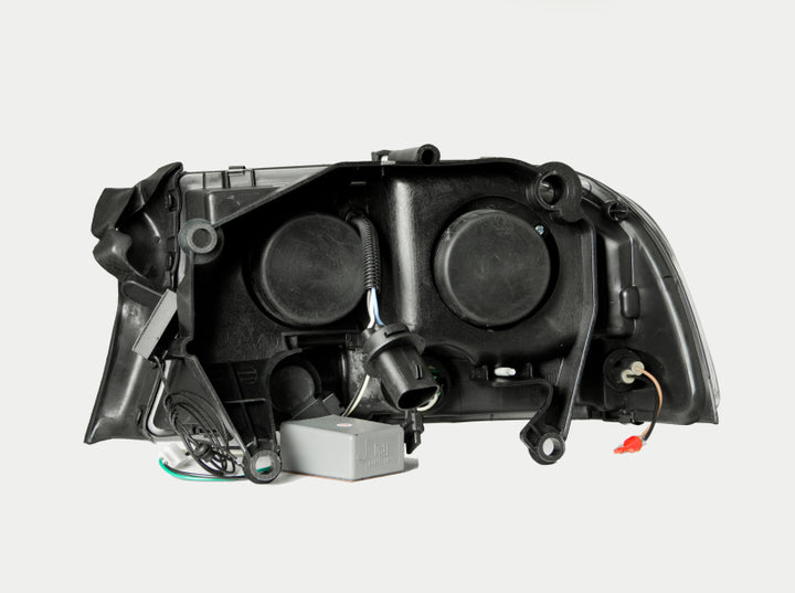 ANZO 1997-2004 Dodge Dakota Projector Headlights w/ Halo Black 1 pc - Bull Strap