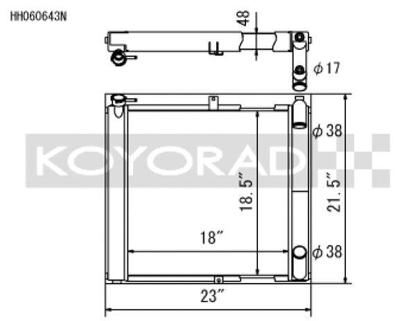 Koyo 89-92 Mazda RX-7 1.3L FC NA/Turbo (MT) N-FLO Technology Radiator  *OE Shroud Requires Trimming* - Bull Strap