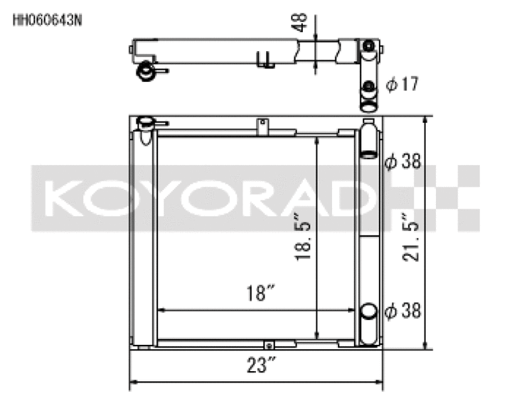 Koyo 89-92 Mazda RX-7 1.3L FC NA/Turbo (MT) N-FLO Technology Radiator  *OE Shroud Requires Trimming* - Bull Strap