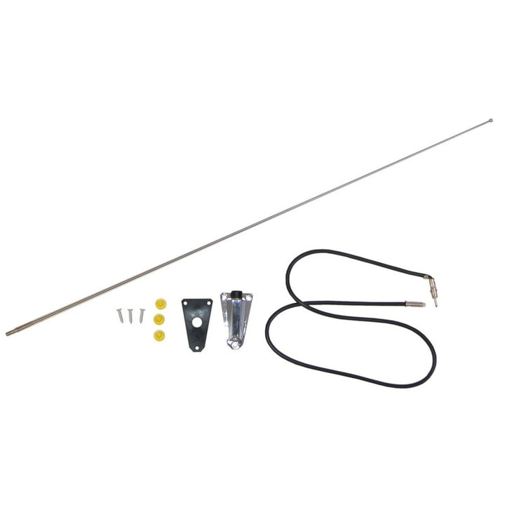 Omix Chrome Antenna Kit 76-95 Jeep CJ & Wrangler - Bull Strap