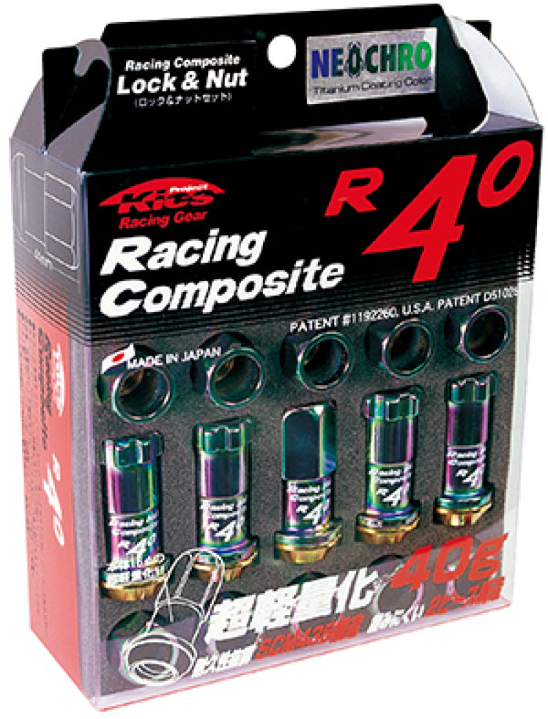 Project Kics 12x1.50 R40 Lug Nuts - Neo Chrome (16+4 Locks) - Bull Strap