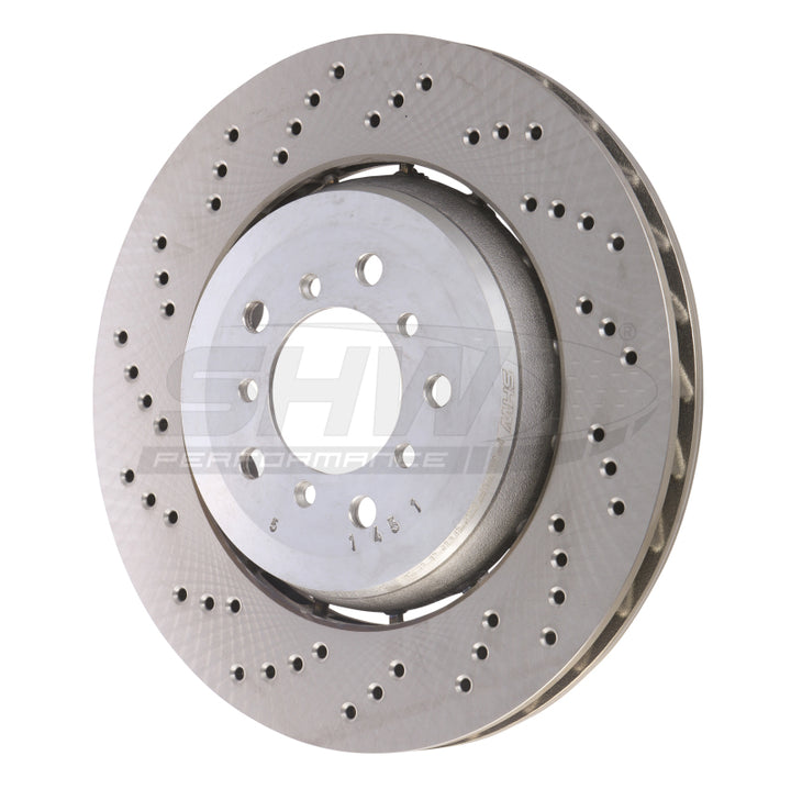 SHW 05-06 BMW M3 3.2L Left Front Cross-Drilled Lightweight Brake Rotor (34112282445) - Bull Strap