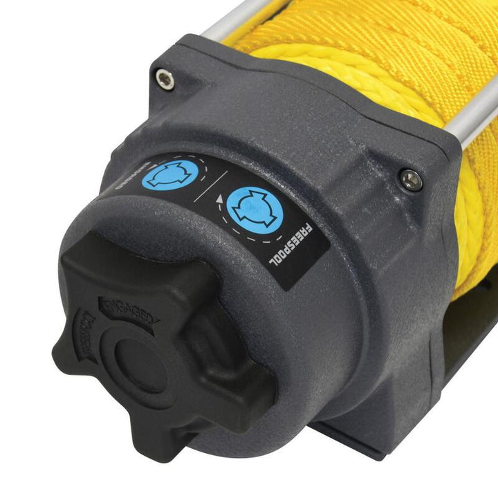Superwinch 4500 LBS 12V DC 1/4in x 50ft Synthetic Rope Terra 4500SR Winch - Gray Wrinkle - Bull Strap